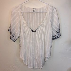 White and navy embroidered forever 21 top